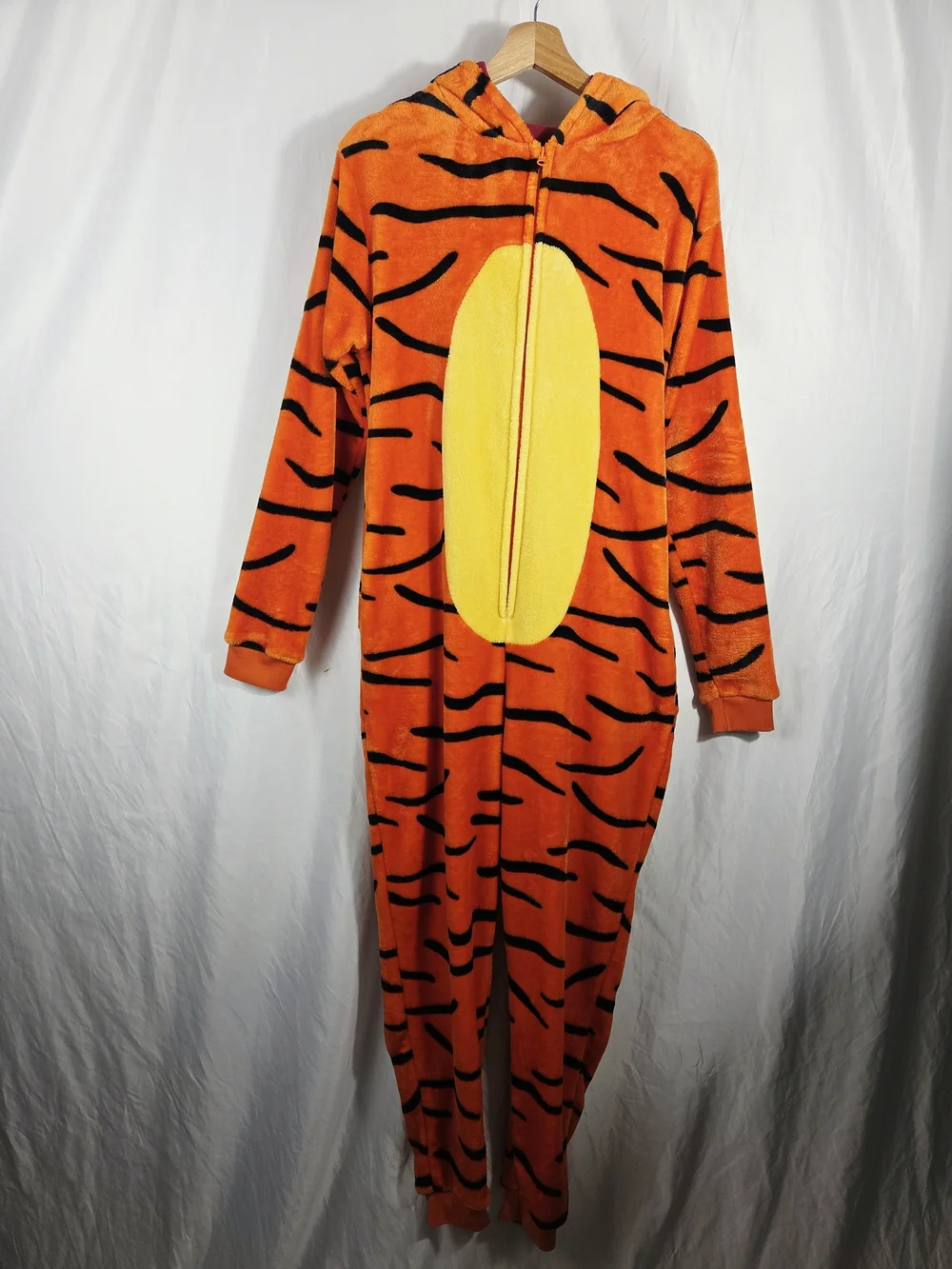 Kids Orange Plush Oversized Tigger Onesie Cozy Hooded One-Piece Costume Small